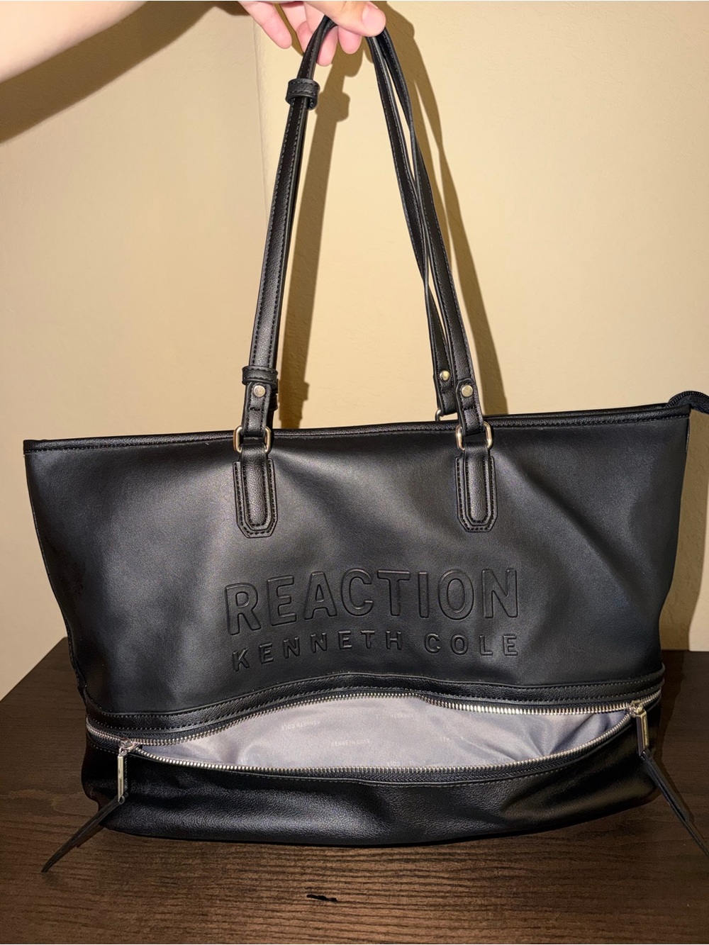 Kenneth Cole Reaction Black Tote with Front Zip Pocket